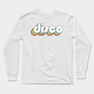 Disco - Retro Rainbow Typography Faded Style Long Sleeve T-Shirt